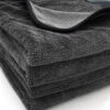 Set of three folded auto microfiber towels for car cleaning