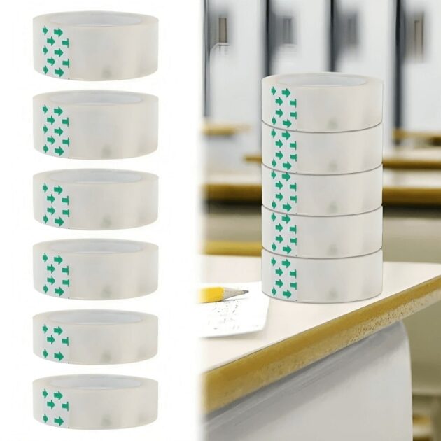 Premium transparent tape for clear duct tape applications, gift wrapping, and secure sealing with strong adhesion.
